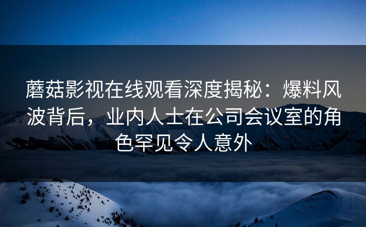 蘑菇影视在线观看深度揭秘：爆料风波背后，业内人士在公司会议室的角色罕见令人意外
