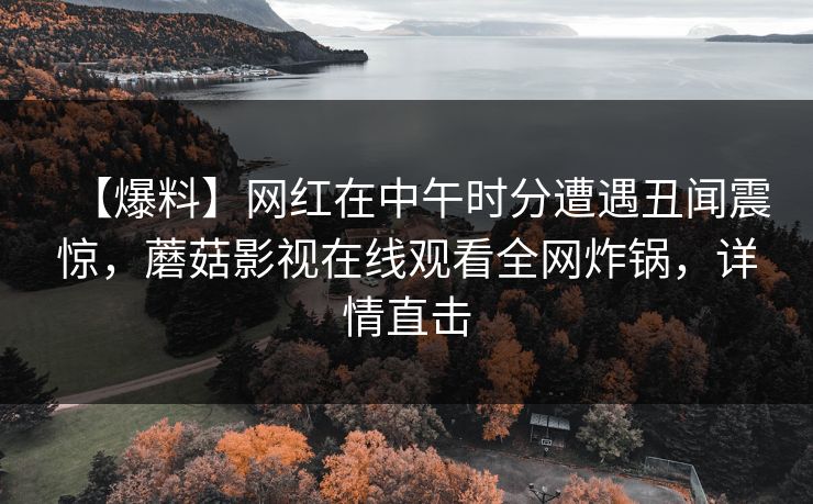 【爆料】网红在中午时分遭遇丑闻震惊，蘑菇影视在线观看全网炸锅，详情直击